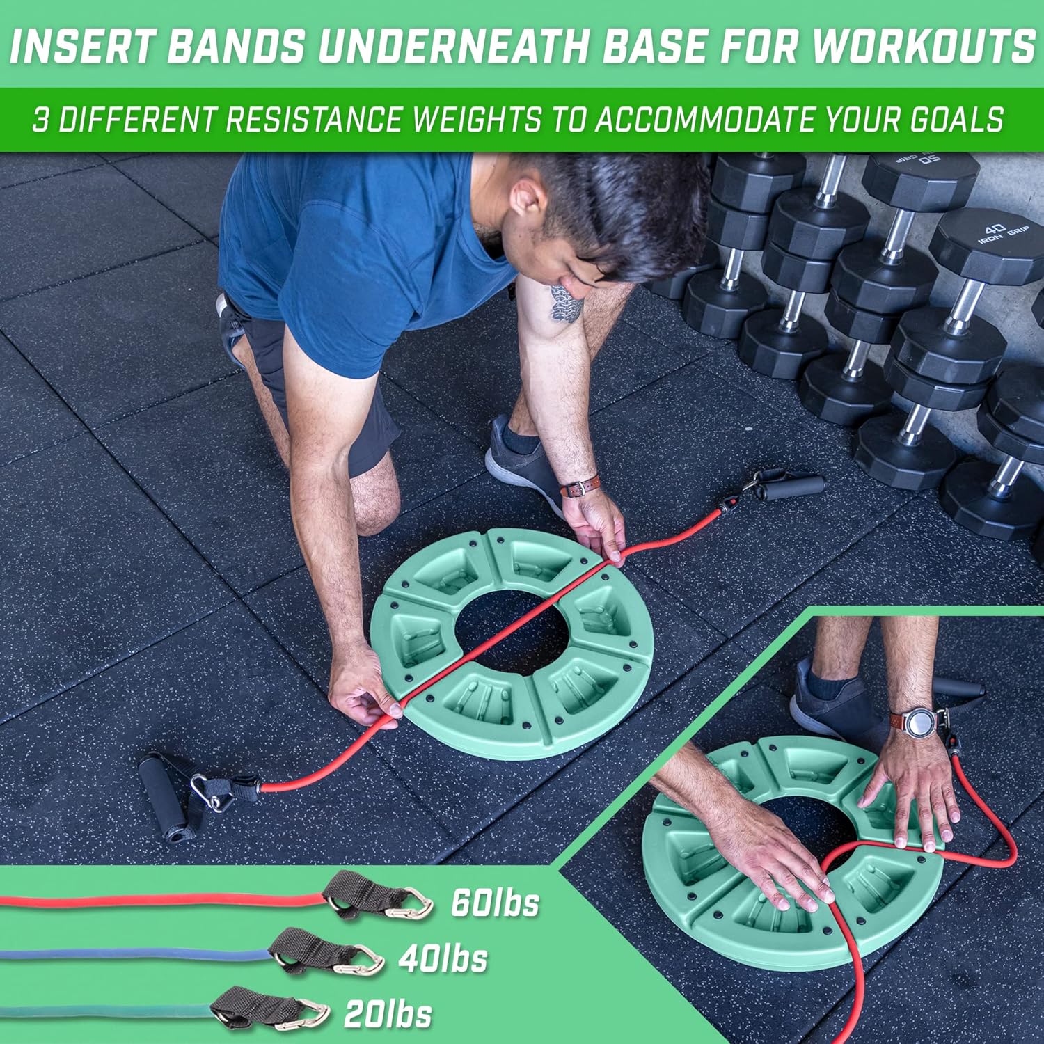 GoSports Hub 360 Base de pelota de yoga, soporte universal de estabilidad para pelotas de fitness, carbón, verde o azul
