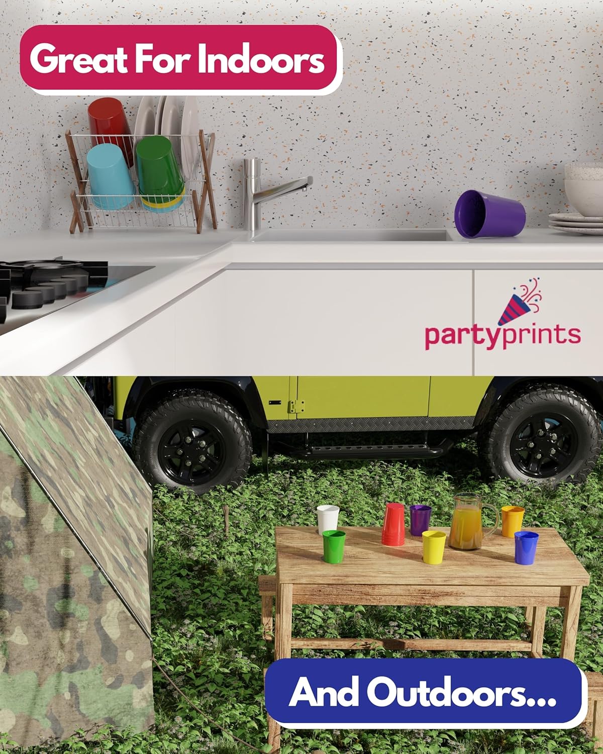 PartyPrints Paquete de 10 vasos de plástico en blanco reutilizables de 32 onzas  Copas de estadio a granel  Vasos de fiesta extra grandes sin BPA
