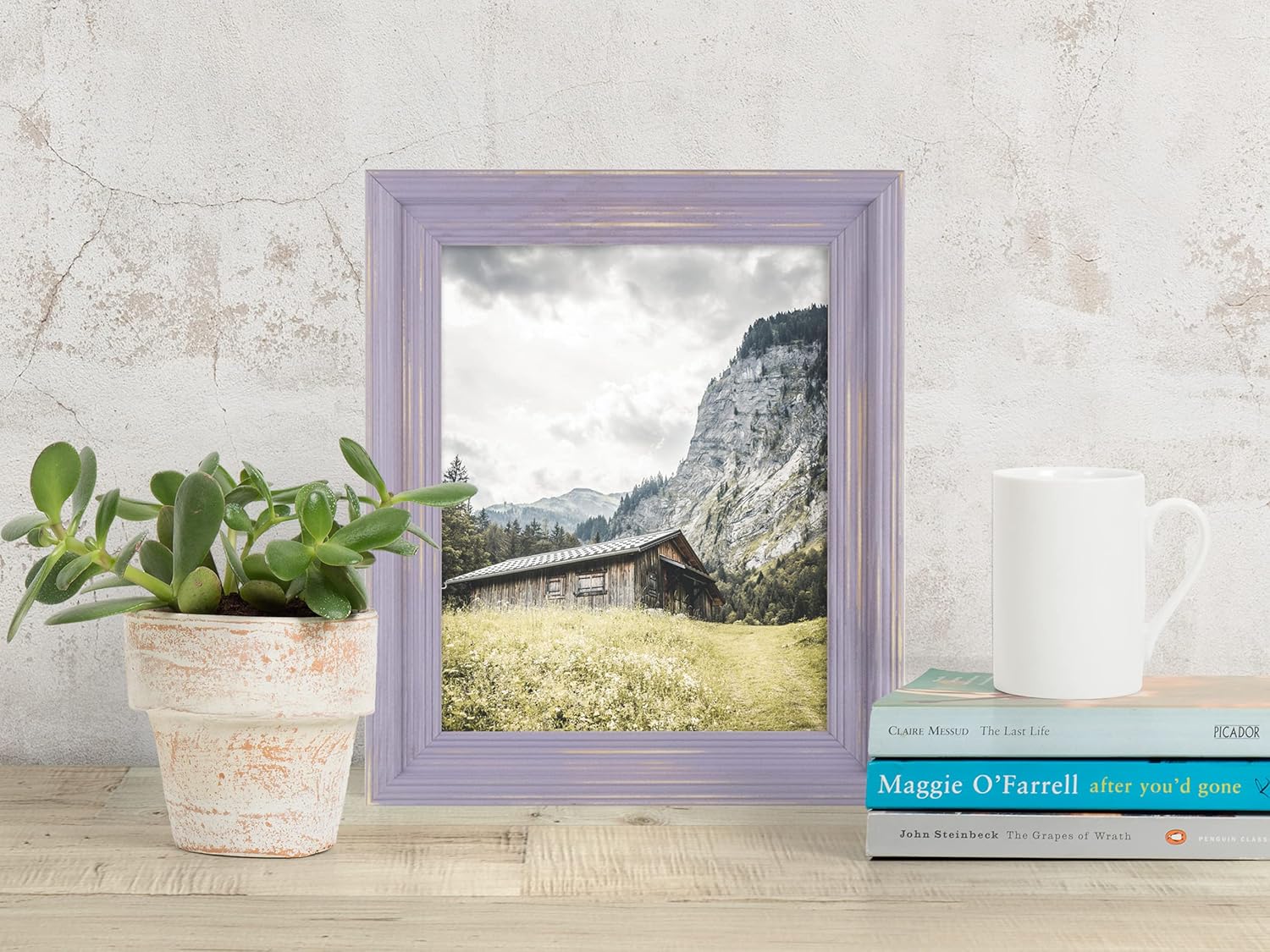 Marco de fotos color lila francés envejecido de madera maciza, 16 x 20 pulgadas