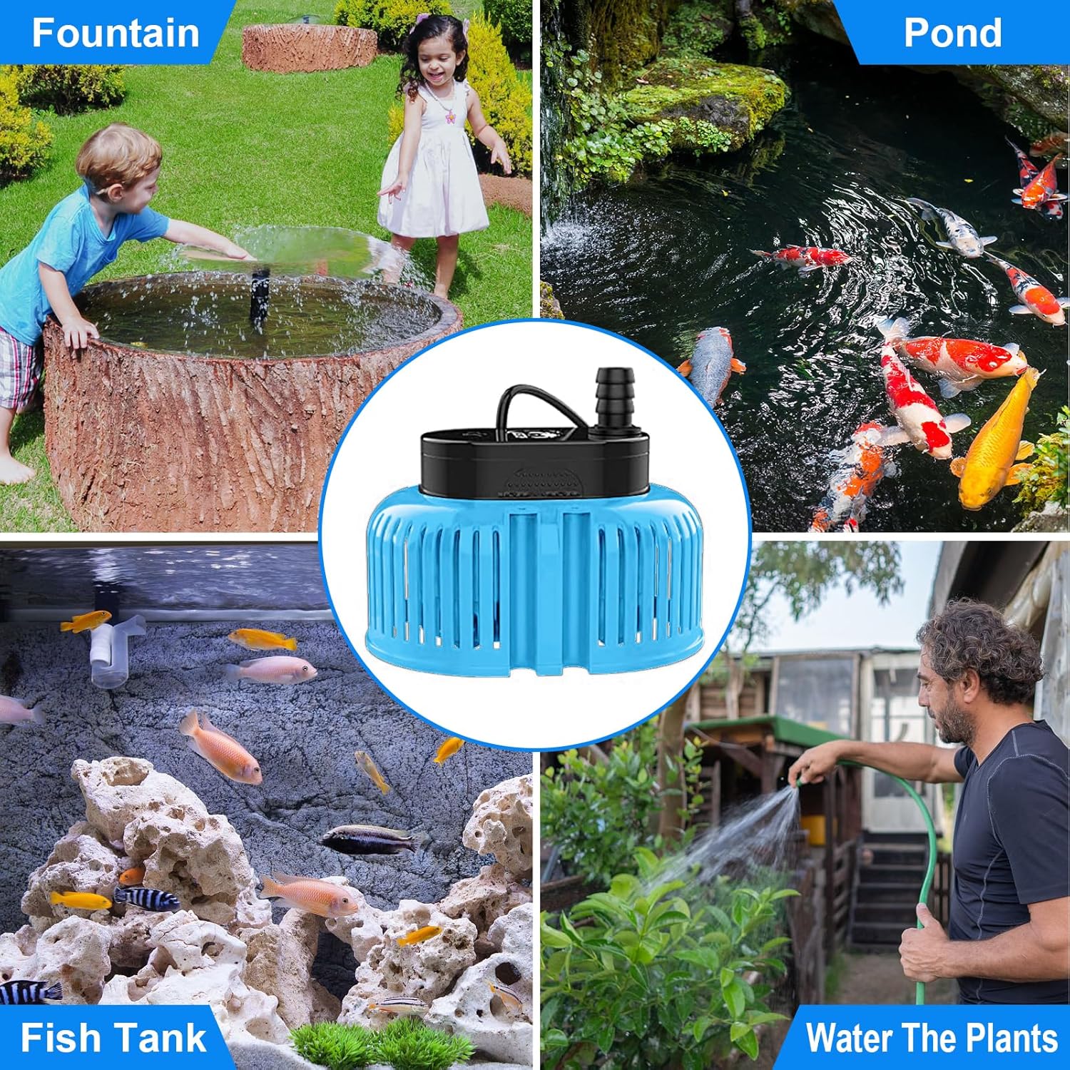 Bomba de cubierta de piscina sobre el suelo, bomba de sumidero sumergible de 850 GPH, bomba de agua para drenaje de piscina, con manguera de drenaje