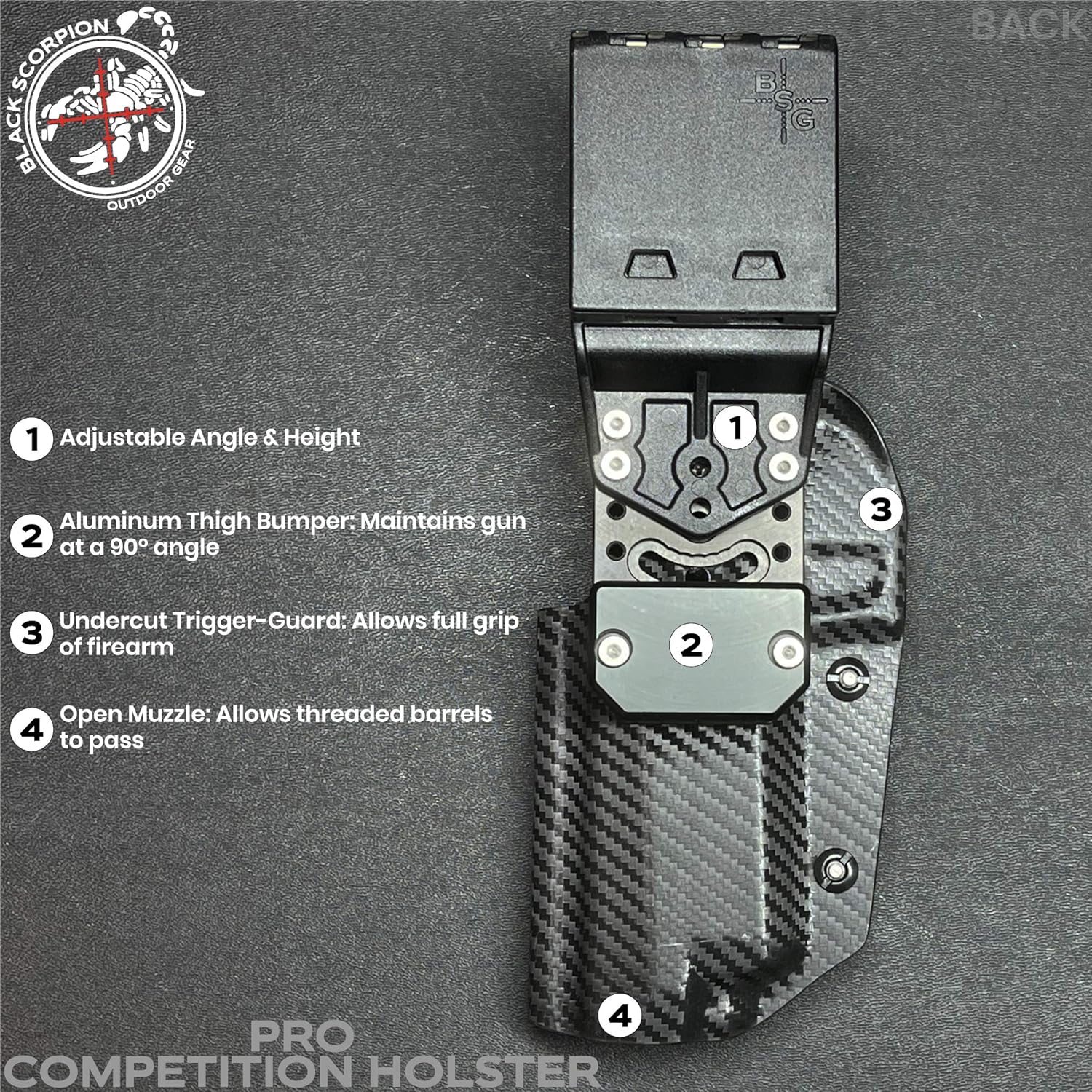 Black Scorpion Gear Pro Competition Holster se adapta a Beretta 92X Performance