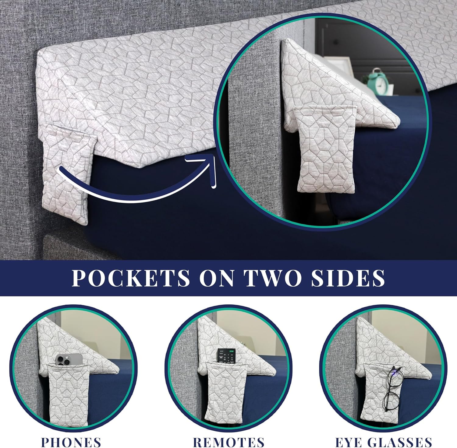 EPHEDORA Almohada de cuña de cama triangular XL para espacio de cabecera (0-10 pulgadas), llena el espacio entre el colchón y la cabecera, relleno