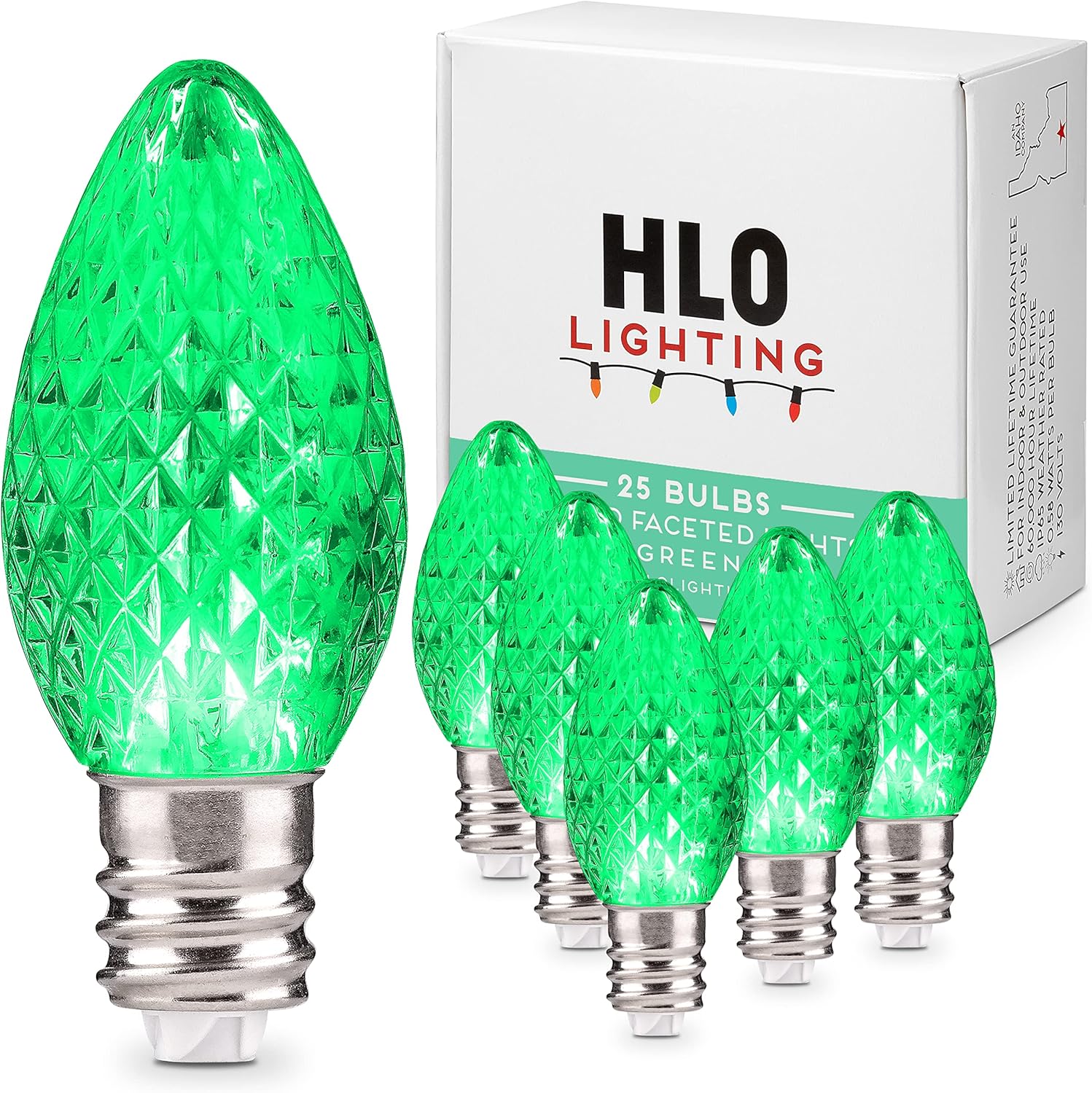 Repuesto de focos de luz navideñas Holiday Lighting Outlet de ledes C7, grado comercial, 3 diodos (ledes) en cada foco, se adapta a los conectores