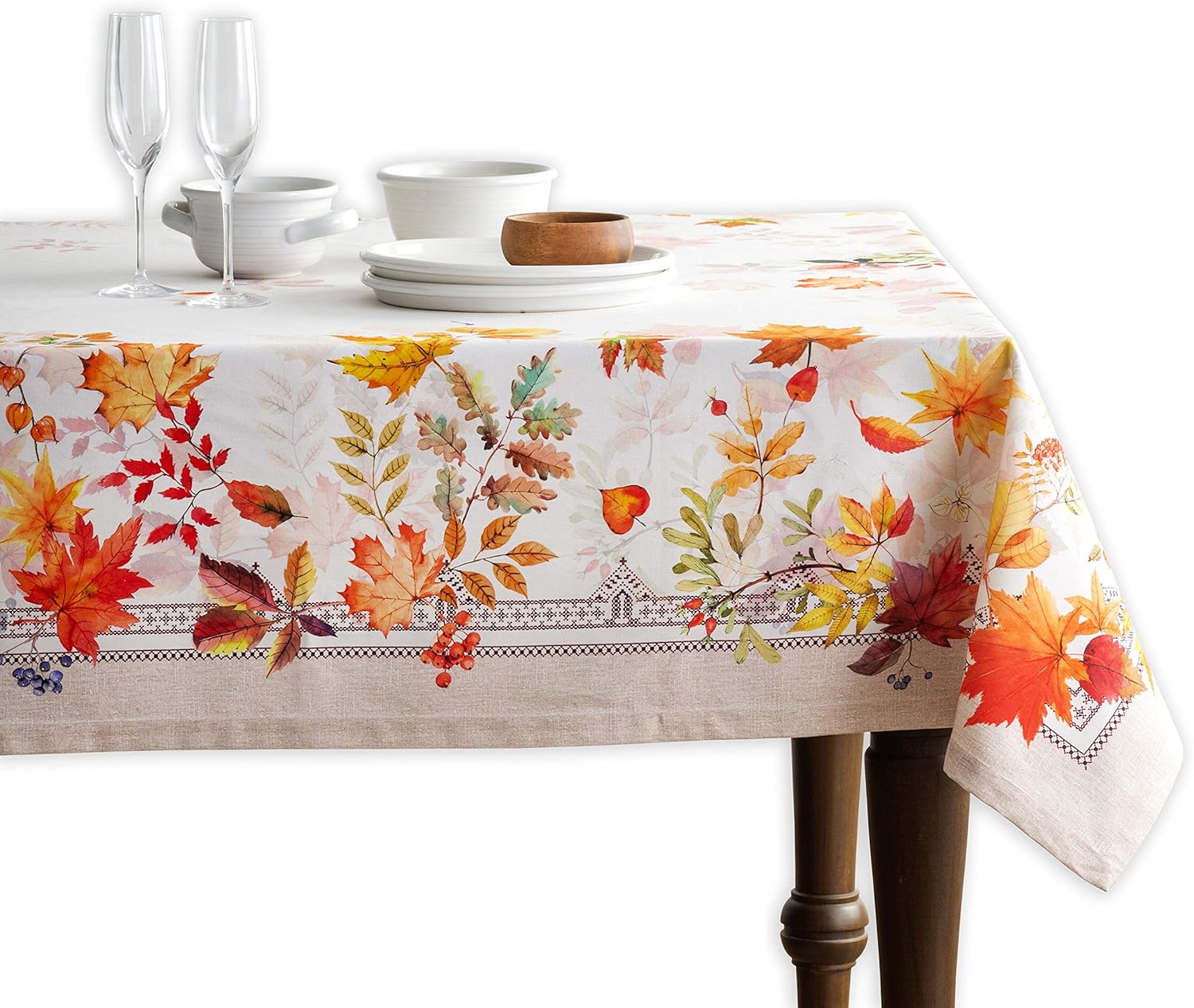 Maison d’ Hermine Mantel 100% algodón para mesas rectangulares de cocina, comedor, fiestas, bodas, Acción de GraciasNavidad (70 x 108 pulgadas),
