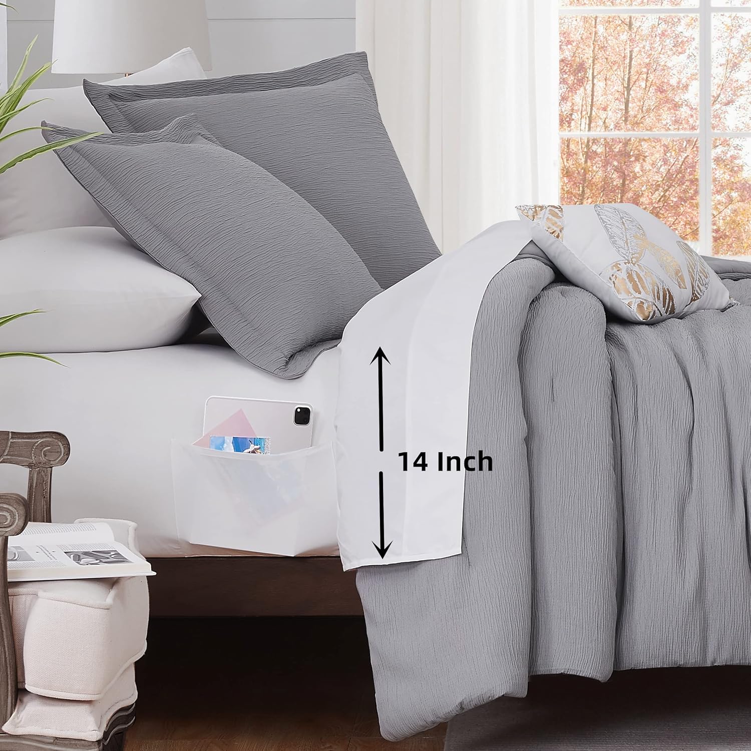 MaiRêve Juego de edredón gris tamaño Queen, edredones minimalistas de diseño texturizado tamaño Queen para todas las estaciones, juegos de ropa de