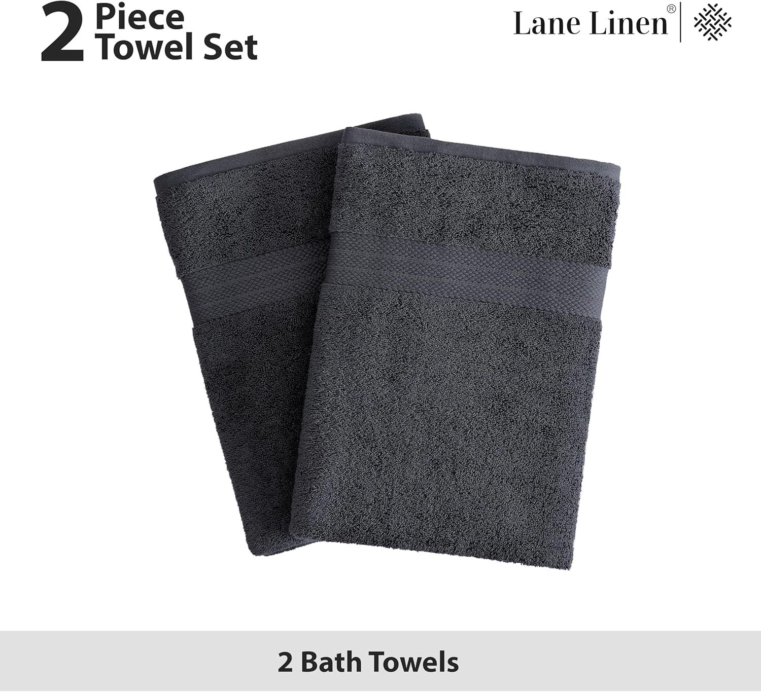 LANE LINEN – Juego de toallas de baño, 2piezas, 100% algodón, tamaño extragrande, para ducha y baño, 35 x 66pulgadas, color negro