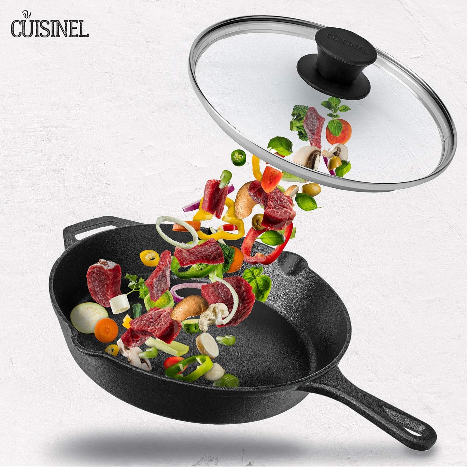 Glass Lid – 12″-inch30.48-cm308mm – Compatible with Lodge – Fully Assembled Tempered Replacement Cover – Oven Safe for Skillet Pots Pans Universal