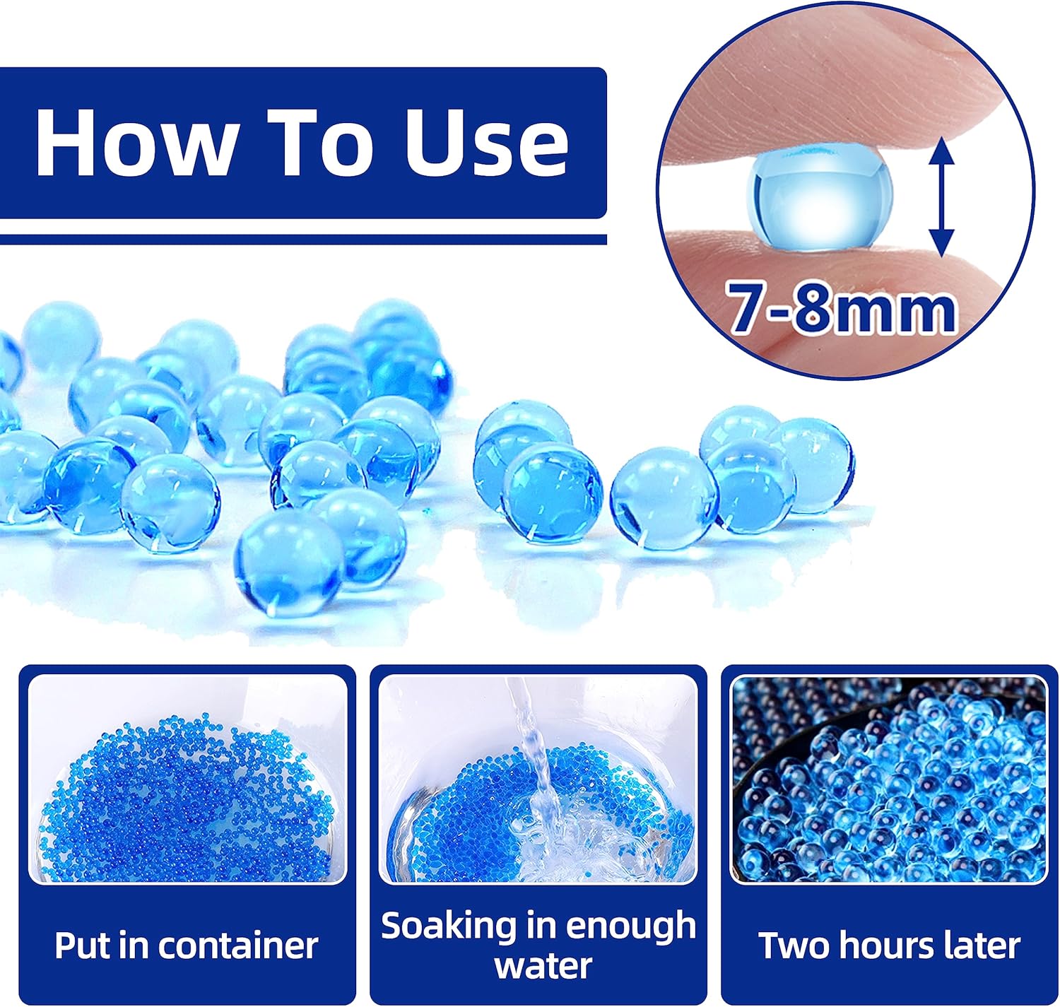 Palonu Water Ball Beads Ammo Refill Water Gel Bullets Beads 7-8mm for Water Blaster Gun Toys