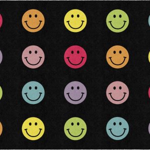 Flagship Carpets Schoolgirl Style Rainbow Smileys in Black – Alfombra educativa de puré de manzana cruzada para habitación de los niños, aula Flagship Carpets Schoolgirl Style Rainbow Smileys in Black – Alfombra educativa de puré de manzana cruzada para habitación de los niños, aula