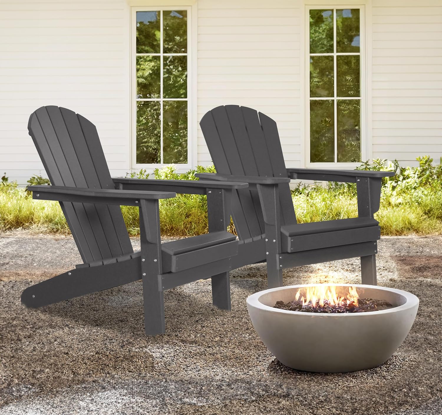 Adirondack – Juego de 2 sillas para patio al aire libre, muebles de plástico HDPE para todo tipo de clima, para terraza, porche delantero, patio