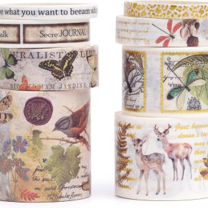 Songdao – Juego de 8 rollos de cinta washi vintage, cintas adhesivas retro para artes, juegos de cinta adhesiva decorativa de lámina dorada para Songdao – Juego de 8 rollos de cinta washi vintage, cintas adhesivas retro para artes, juegos de cinta adhesiva decorativa de lámina dorada para