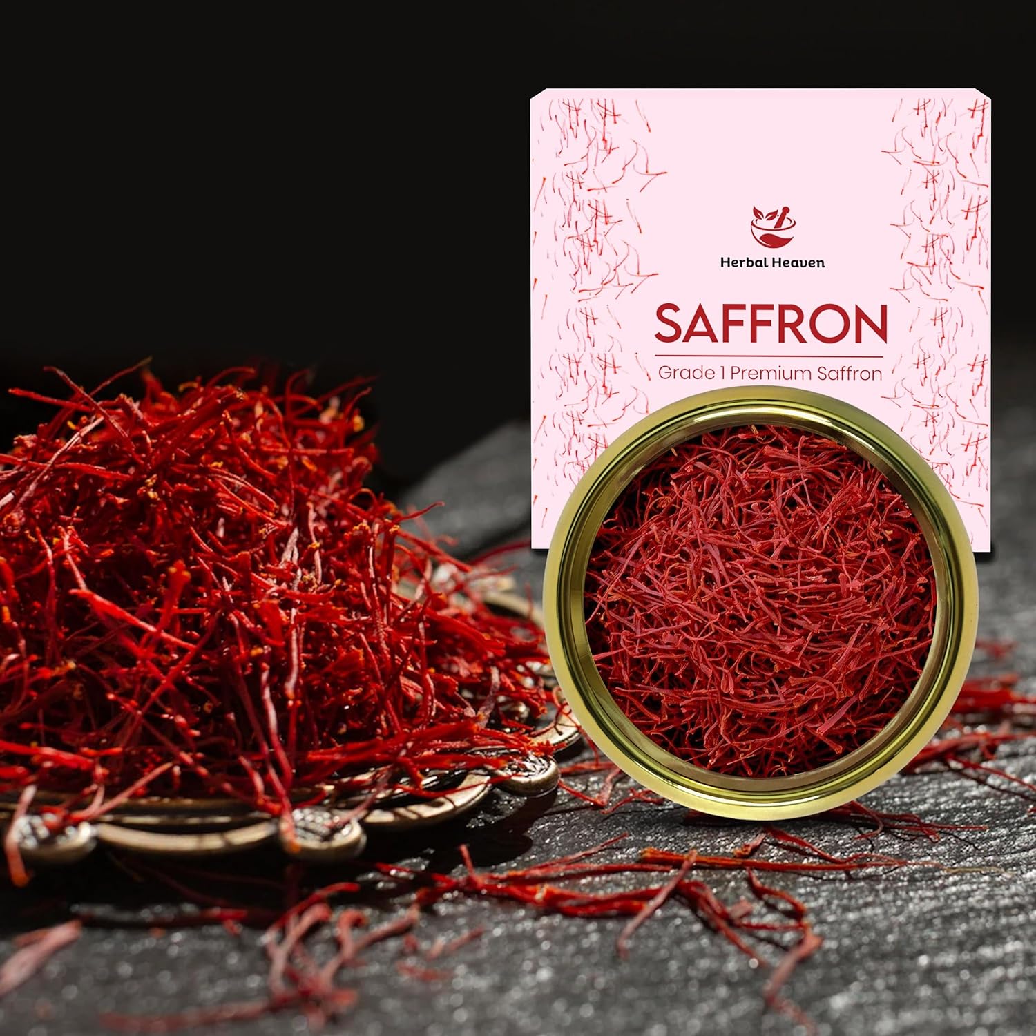 Herbal Heaven Finest Pure Premium All Red Saffron Threads 2G azafrán dorado, azafrán Zaran para té, paella, arroz, postres, leche dorada y risotto