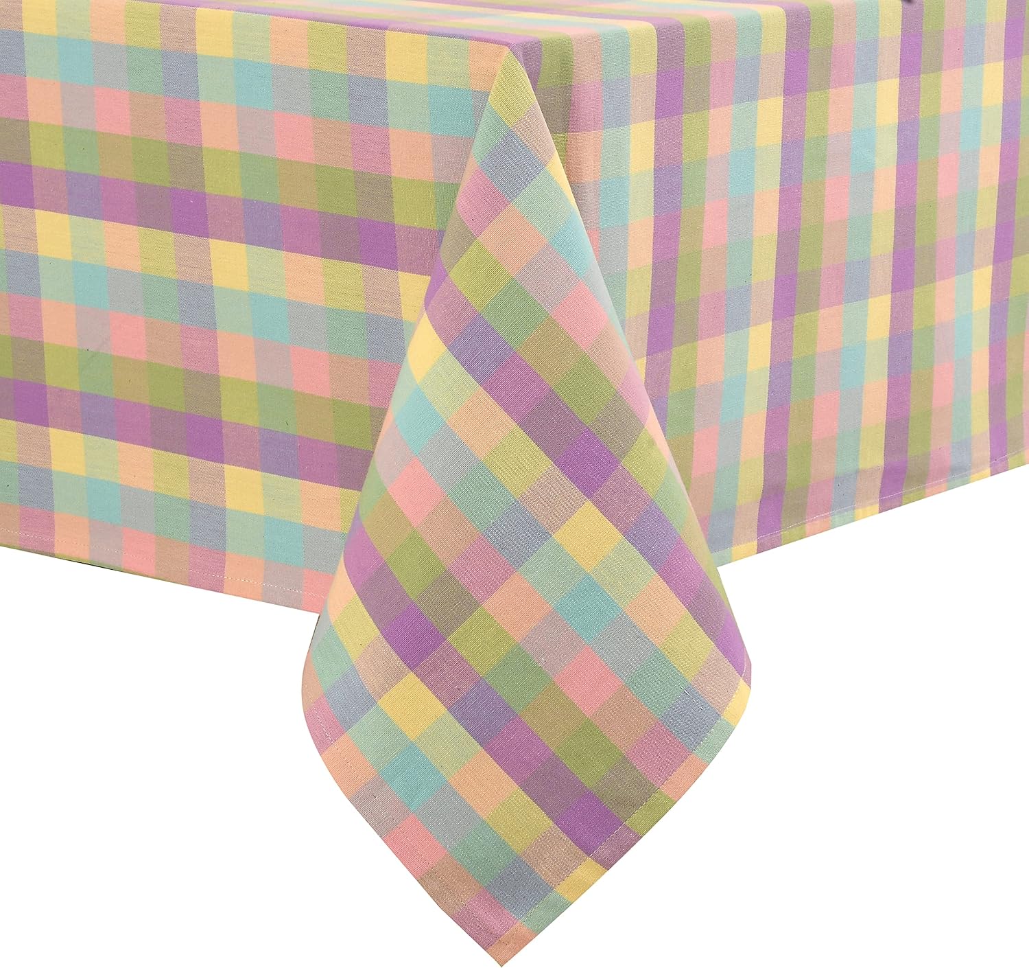 Urban Villa – Mantel de mesa 100% algodón, para uso diario, cenas familiares o fiestas en interiores o exteriores, a cuadros, modelo de Pascua,