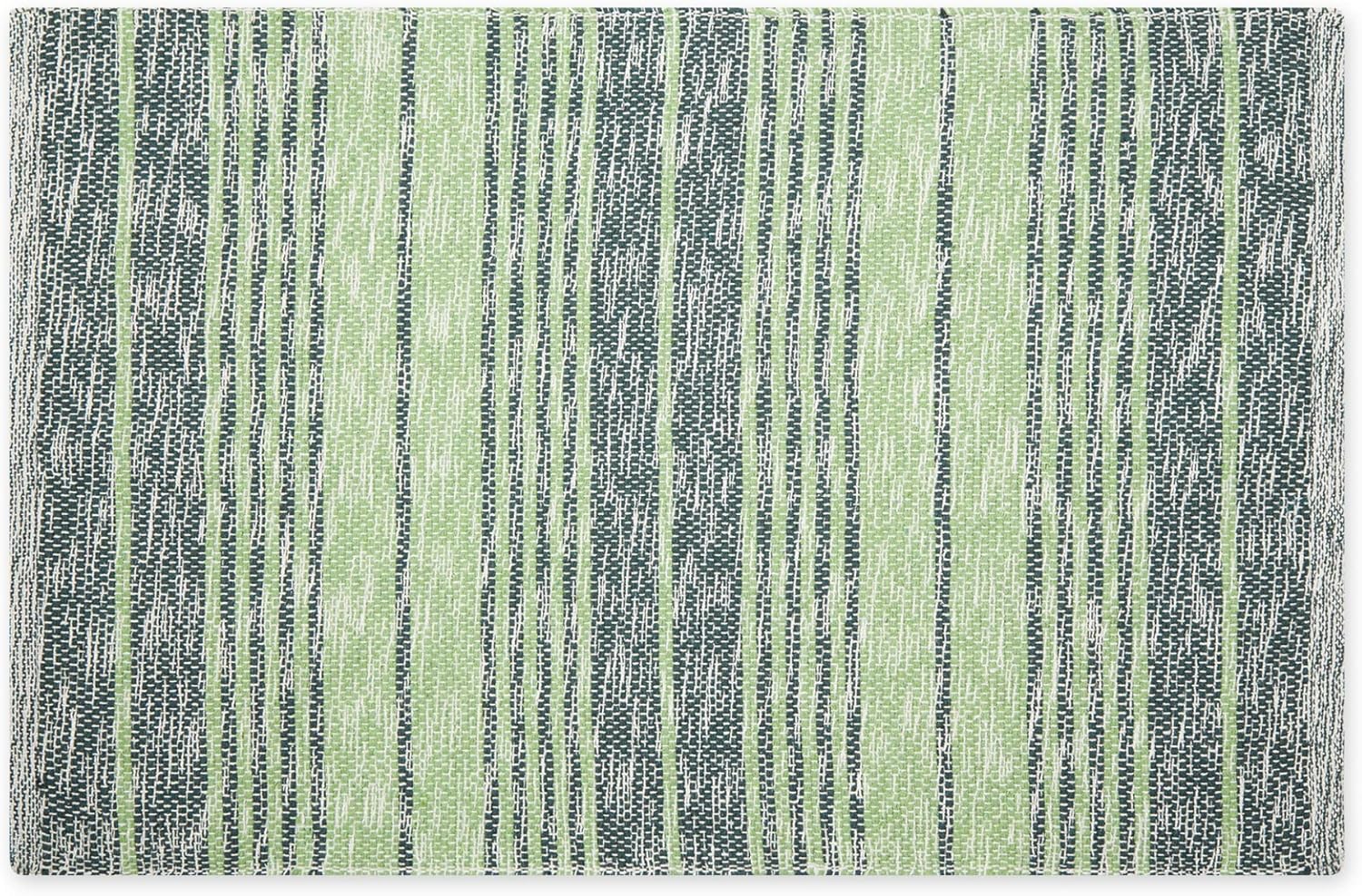 DII Woven Rag Rug Collection – Hilo reciclado a rayas rústicas abigarradas, 2 x 3 pies, color verde cazador