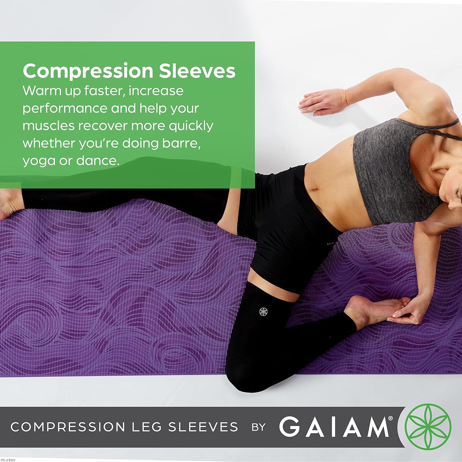 Gaiam – Mangas de compresión de yoga, par de mangas para pilates, entrenamiento, fitness general, soporte de ajuste cómodo para los músculos, se