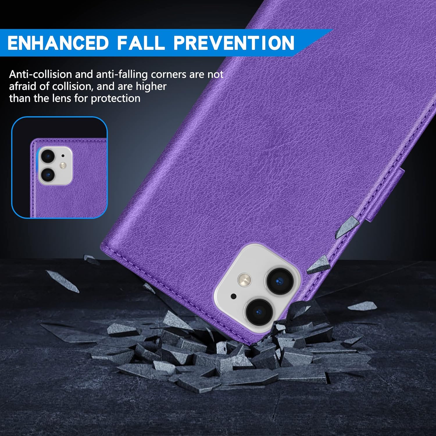 ZZXX Funda tipo cartera para iPhone 11 con bloqueo RFID, ranura para tarjetas, función atril, cierre magnético, funda protectora de cuero para
