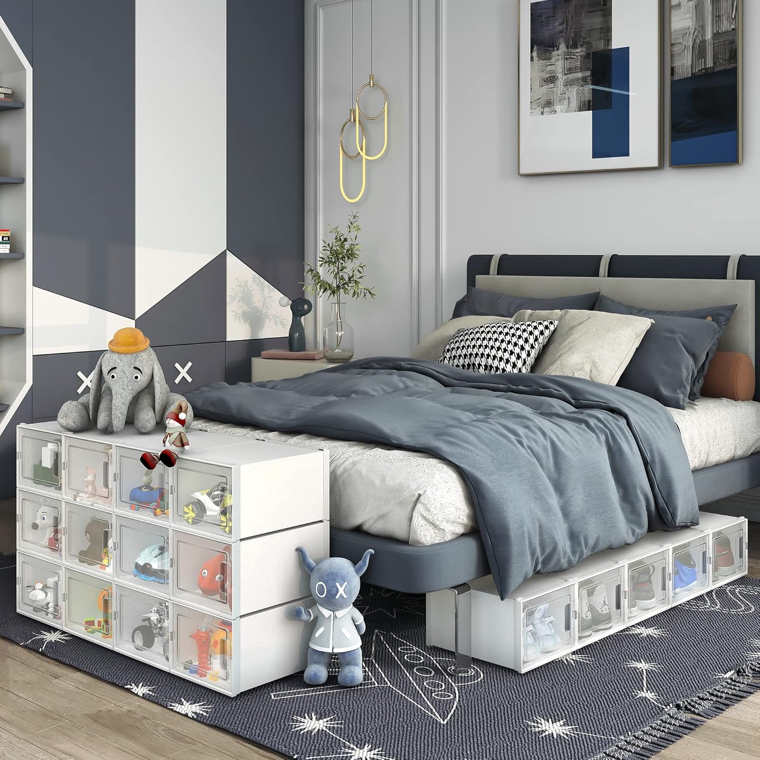 YITAHOME Paquete de 24 cajas de zapatos XL que se ajustan a talla 15 de EE. UU., organizador de zapatos de plástico para armario, cajones apilables