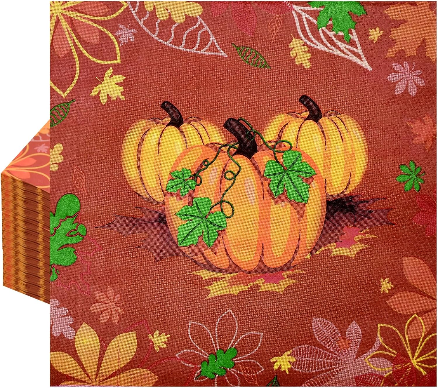 Paquete de 40 servilletas de papel para el día de Acción de Gracias, 13 x 13 pulgadas, servilletas desechables de calabaza, vajilla de almuerzo,