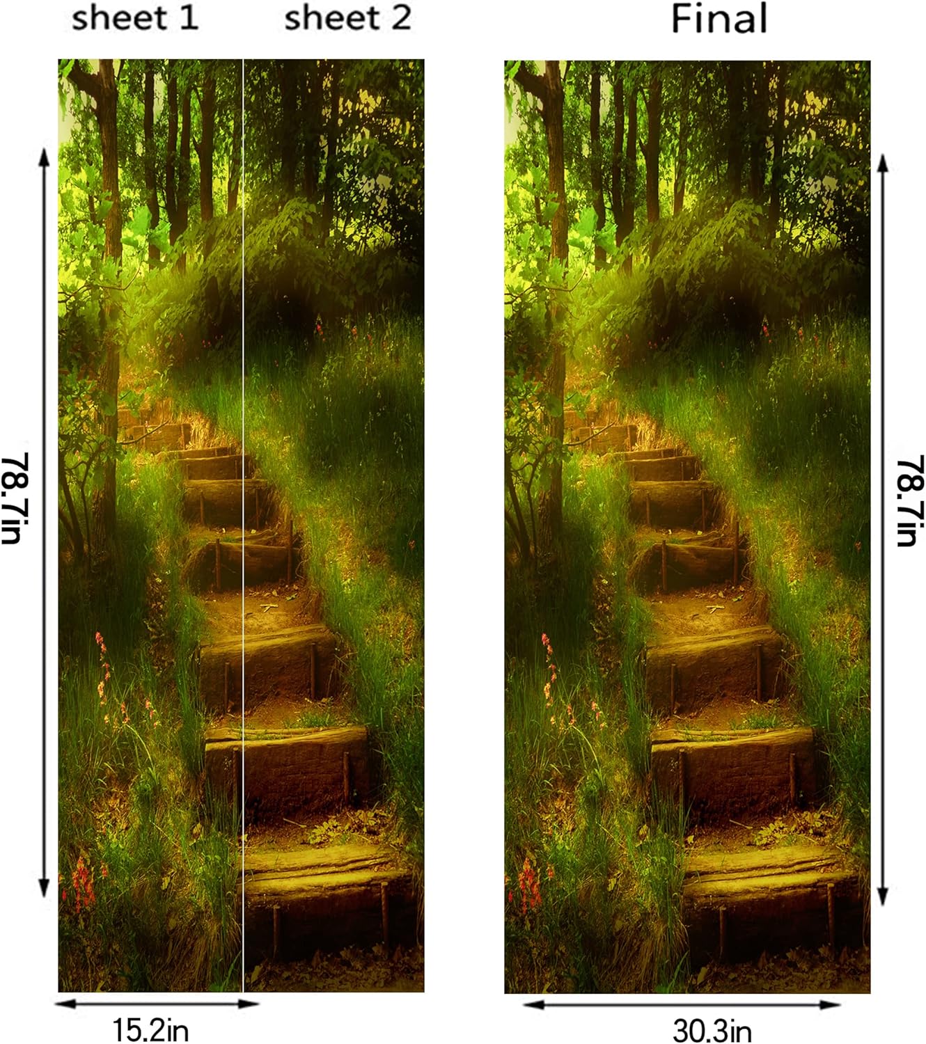 FLFK – Mural para puerta, adhesivo 3D para puerta, autoadhesivo, extraíble, para decoración del hogar, 30.3 pulgadas de ancho x 78.7 pulgadas de
