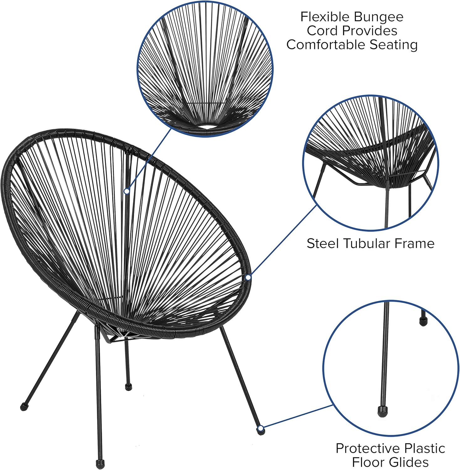 BizChair Sillón Bungee Papasan negro