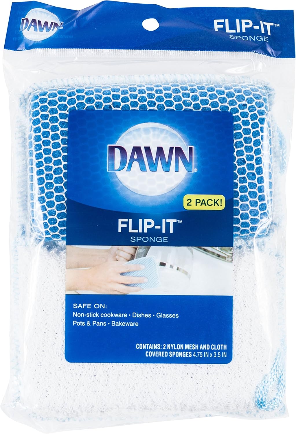 Butler Dawn Flip It – Esponja de cocina de malla de nailon y tela de doble cara, paquete de 2 (4 esponjas)