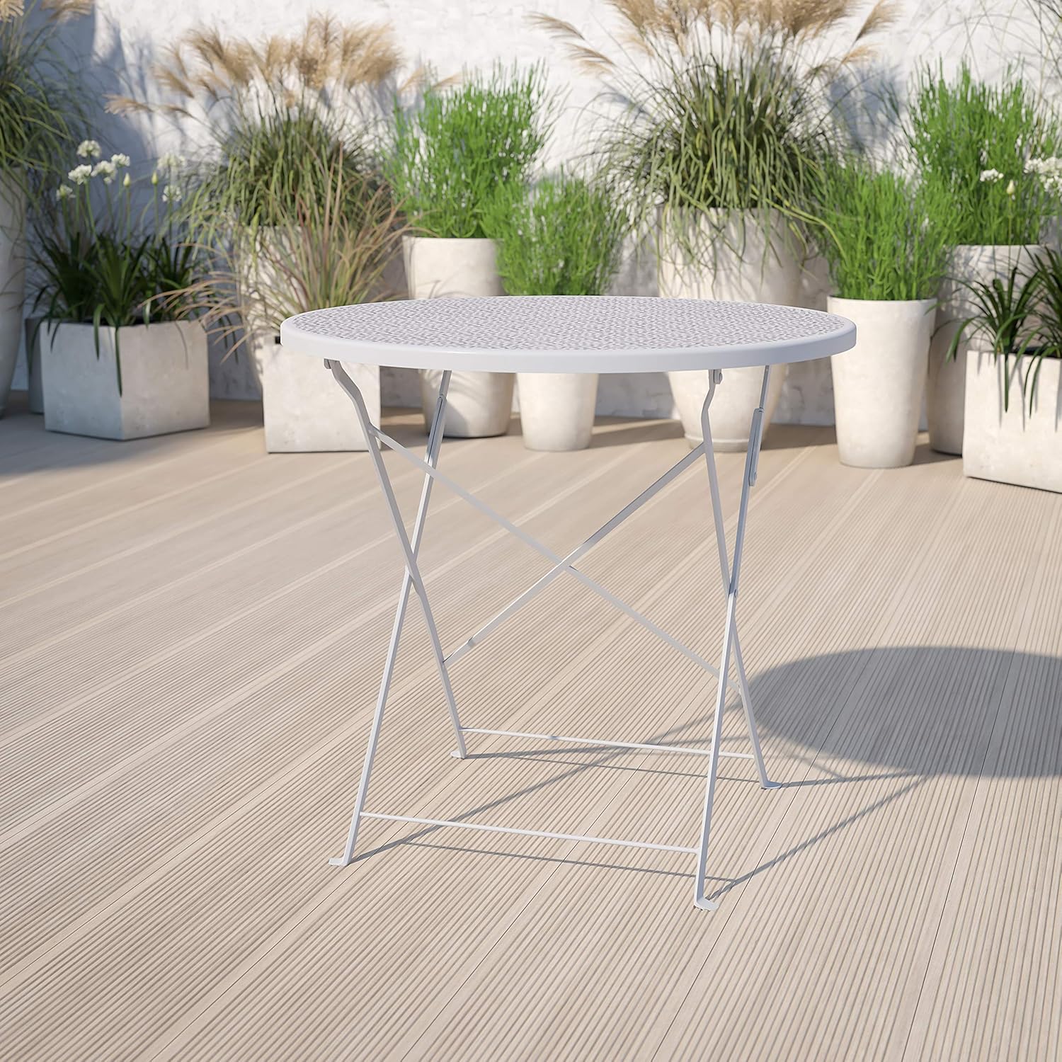 Flash Furniture – Mesa plegable de acero para interiores y exteriores de acero negro cuadrado de grado comercial
