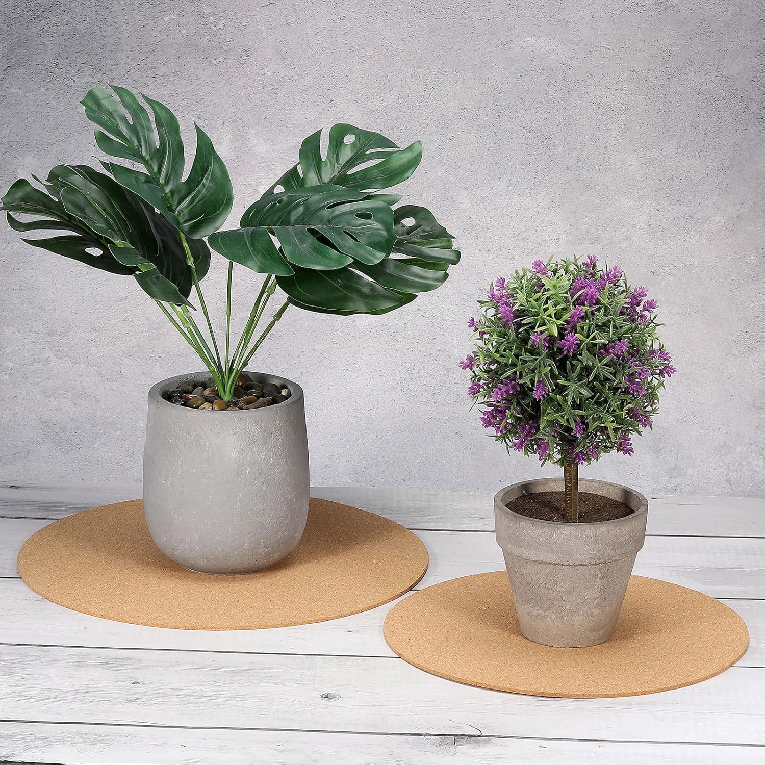 PATIKIL Posavasos de corcho de 10 pulgadas, paquete de 4 platillos redondos de corcho absorbente para plantas de jardinería, mesa de comedor, ollas