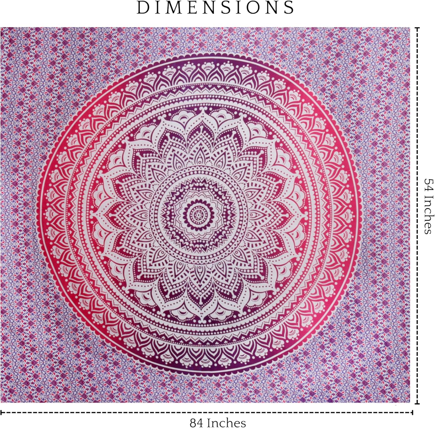 RAJRANG BRINGING RAJASTHAN TO YOU Tapiz rosa hippie con mandala, arte bohemio, decoración de pared, decoración de pared estilo bohemio trippy,