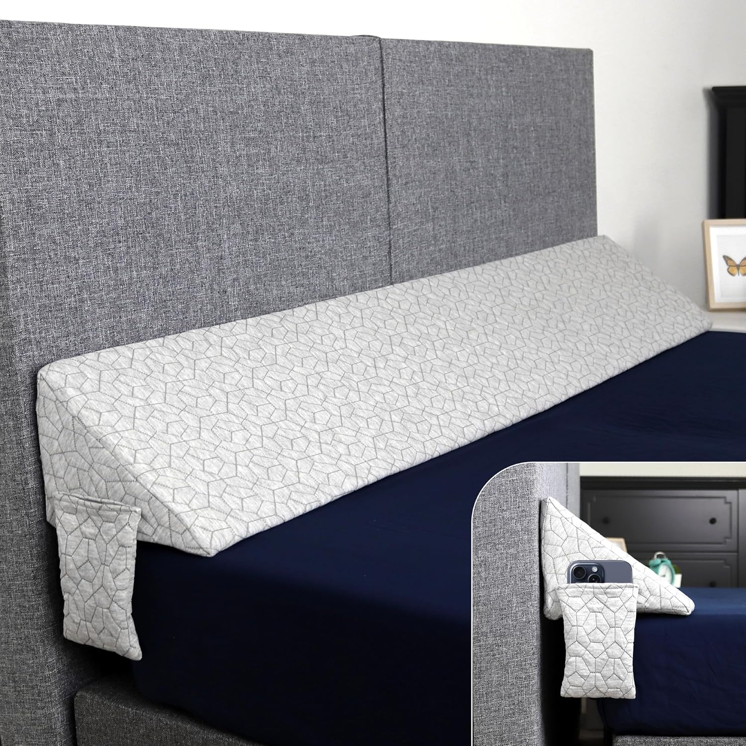 EPHEDORA Almohada de cuña de cama triangular XL para espacio de cabecera (0-10 pulgadas), llena el espacio entre el colchón y la cabecera, relleno