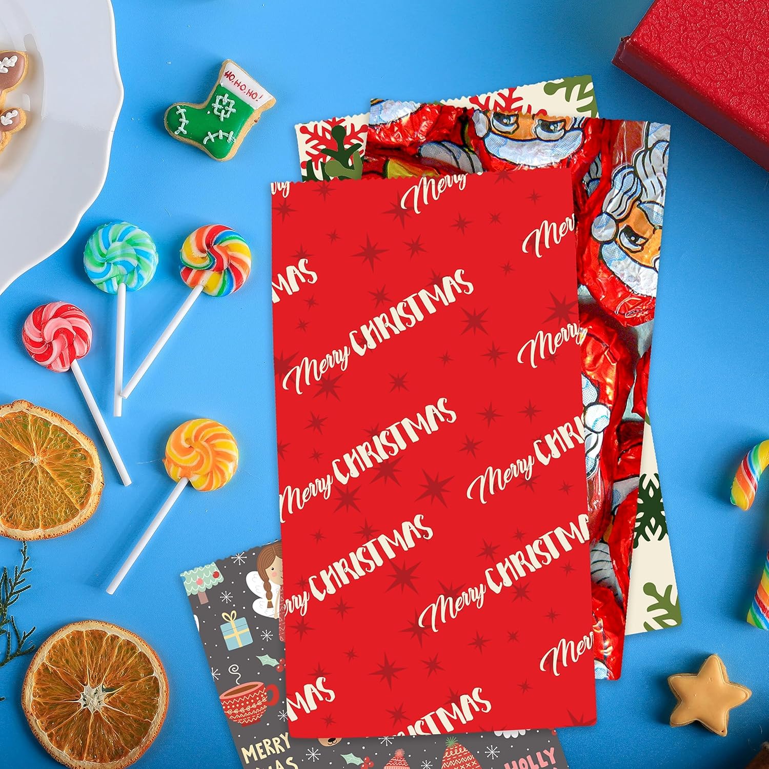 Bolsas de regalo de Navidad, 160 bolsas de papel de Navidad, 4 diseños, 160 calcomanías de Navidad, bolsa de regalos de Navidad, suministros de