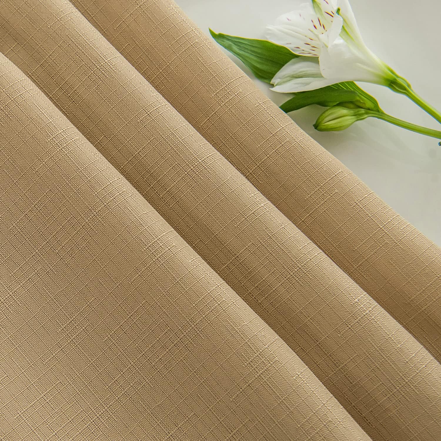 maxmill Mantel redondo con textura de lino a prueba de derrames, sin arrugas, suave mantel de jacquard para mesa circular, para comedor, bufé,