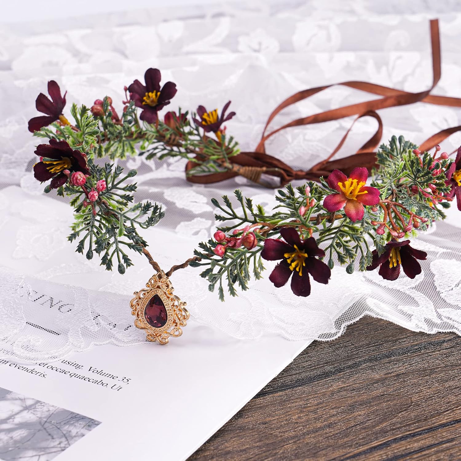 MOSTORY Corona de flor de elfo hecha a mano, tocado de hada del bosque, floral, corona de elfos para mujeres y niñas, cosplay, Halloween,