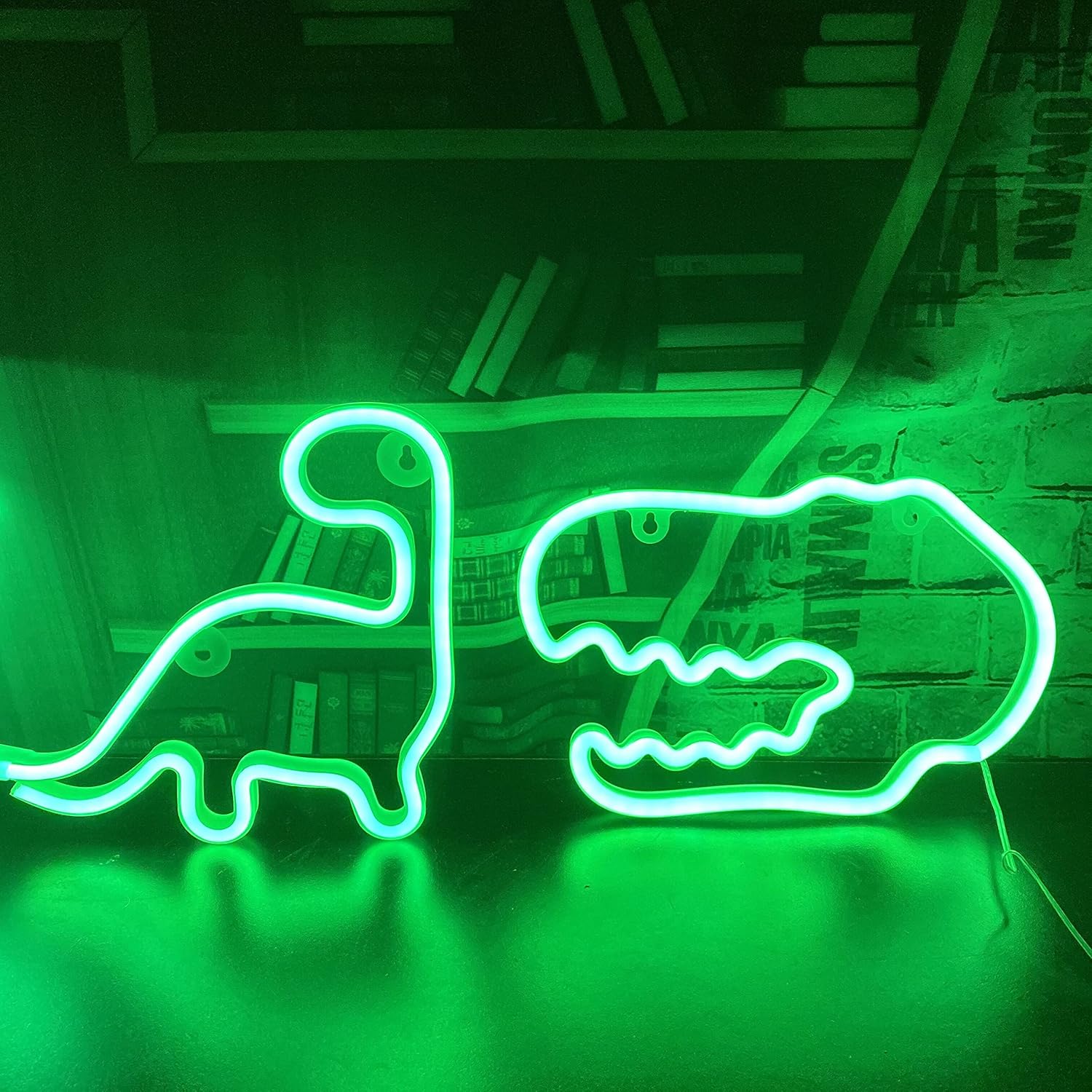 QiaoFei Letrero de neón de dinosaurio, luz nocturna para niños, lámpara LED de dinosaurio para decoración de pared, decoración de dormitorio, fiesta