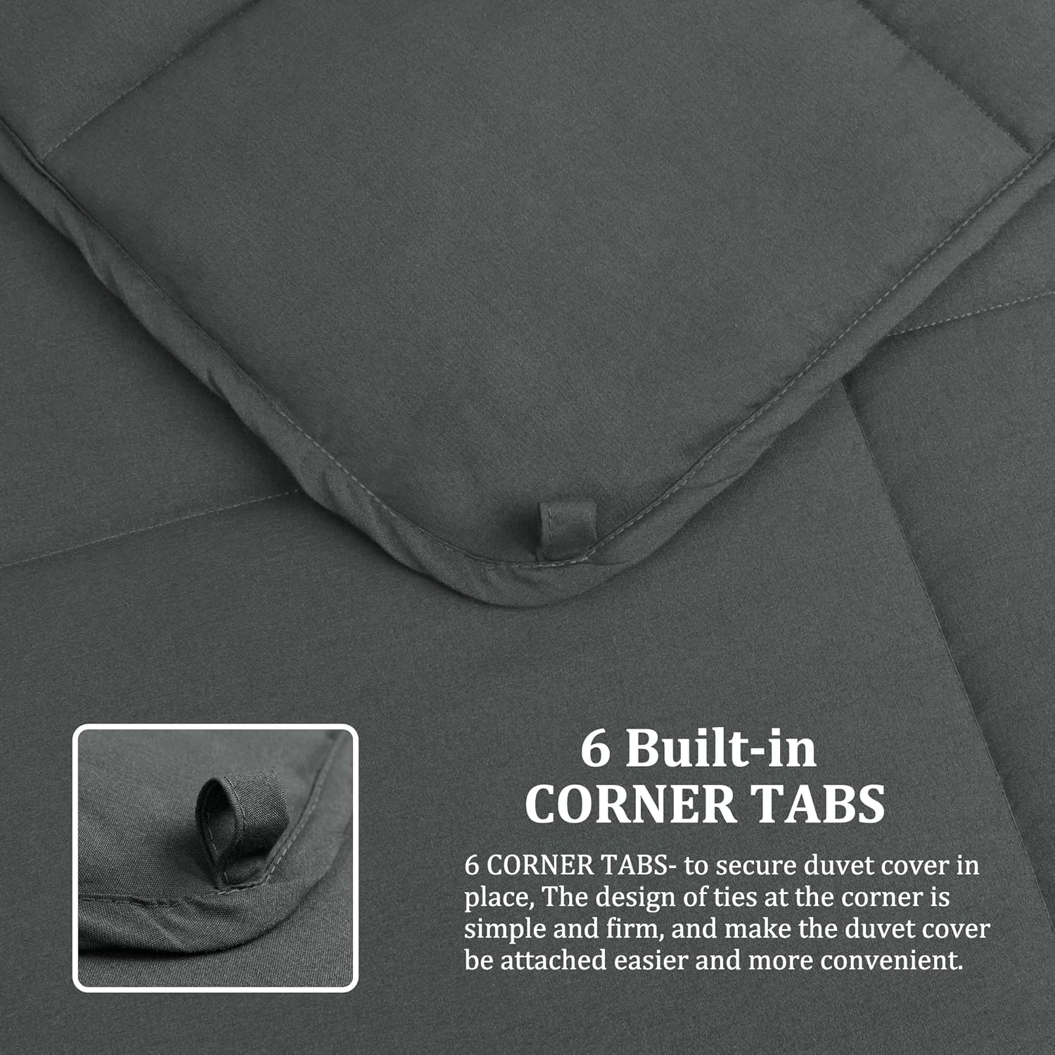 PiccoCasa Edredón para todas las estaciones, color gris oscuro, suave, ligero, acolchado, alternativo, transpirable, lavable a máquina, relleno de