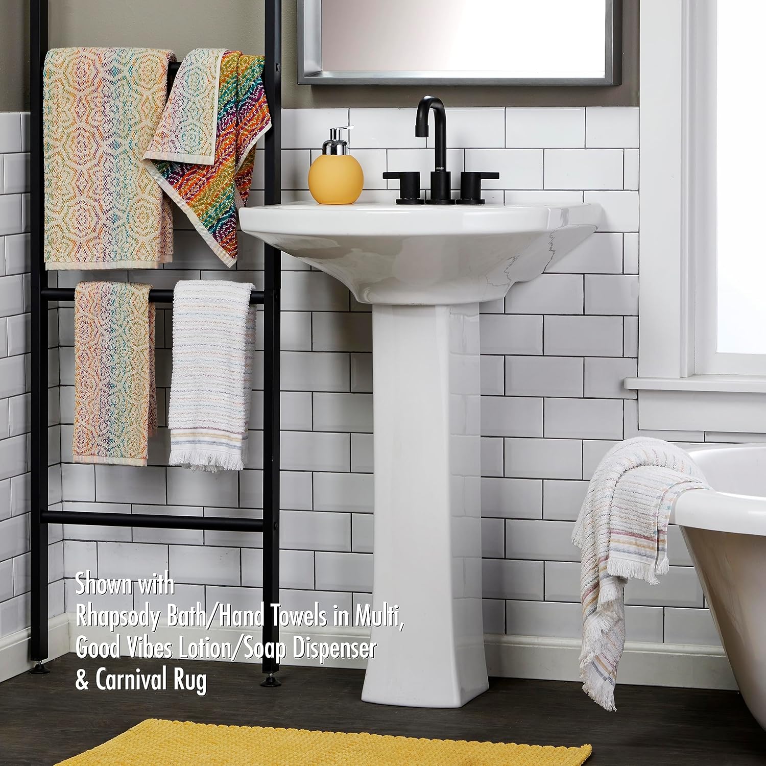 SKL Home by Saturday Knight Ltd. Toalla de mano con rayas sutiles (paquete de 2), blancomulticolor, 16 x 26 pulgadas