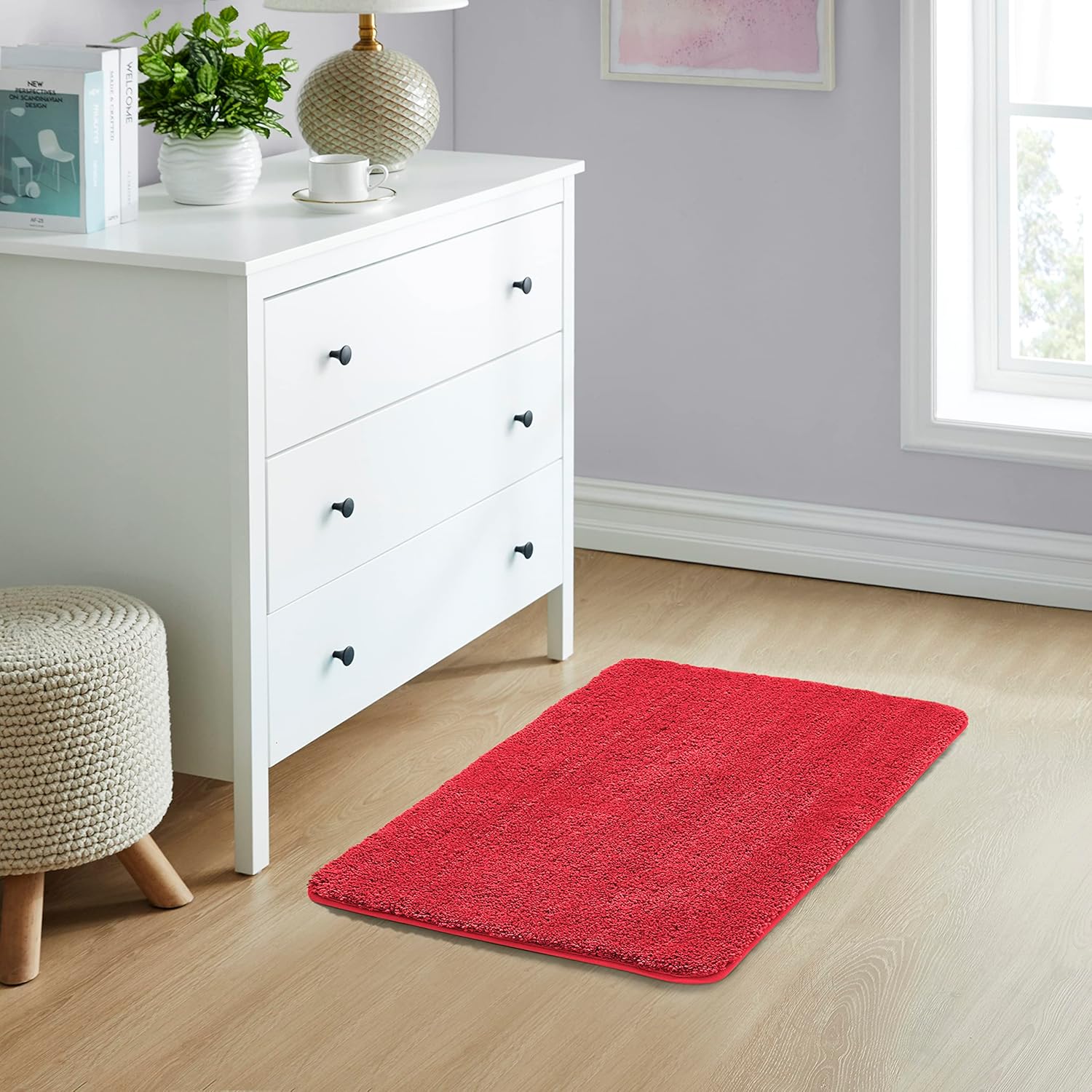 Yafa Home Fashion 1 alfombra de baño suave de microfibra sólida, respaldo antideslizante de TPR