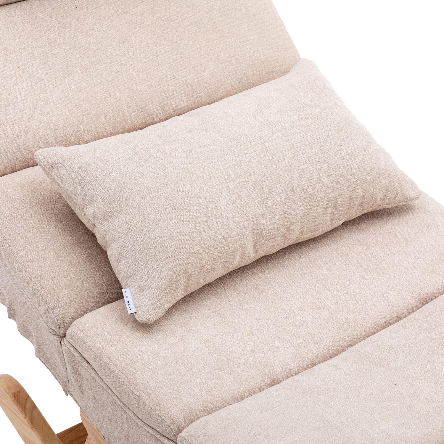 ZJIAH Mecedora chaise Lounge para interiores, moderna tapizada con acento reclinable con almohada y reposapiés, silla mecedora mecedora para sala de