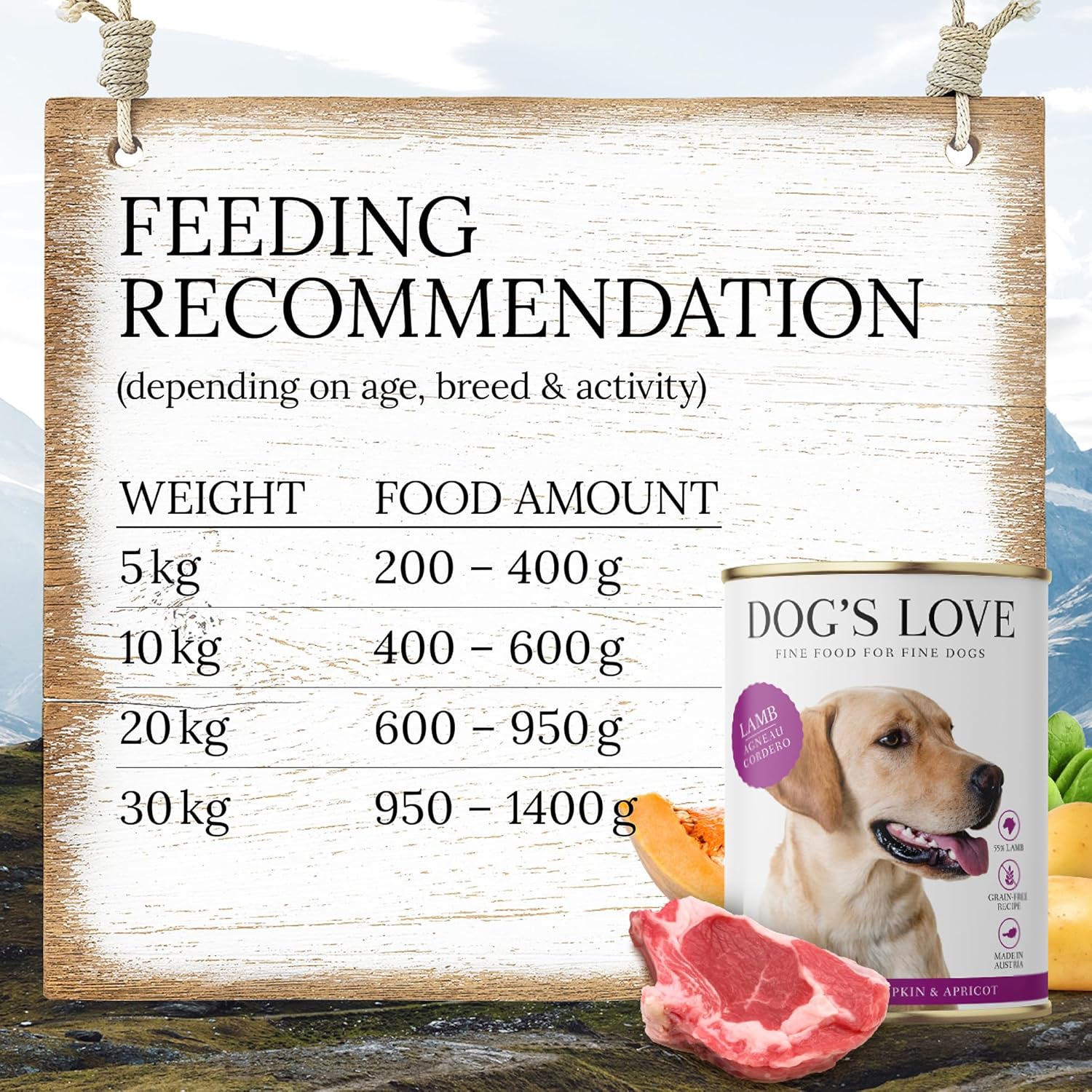 DOG’S LOVE – Alimento húmedo de ingredientes limitados de proteínas naturales súper premium  Cordero adulto  Menú completo de alimentos ricos y