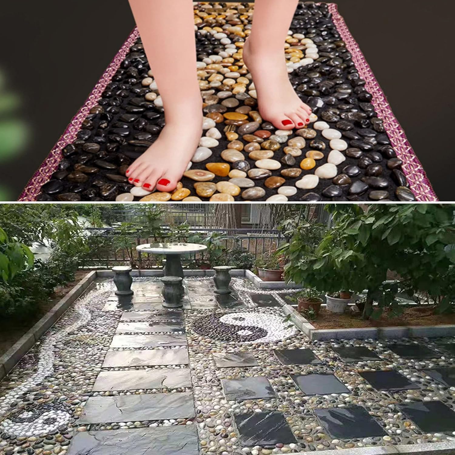 Piedras de río, plantas, jardines, paisajes, suculentas, guijarros decorativos altamente pulidos en formas y tamaños de 1 a 3 pulgadas. (23.9