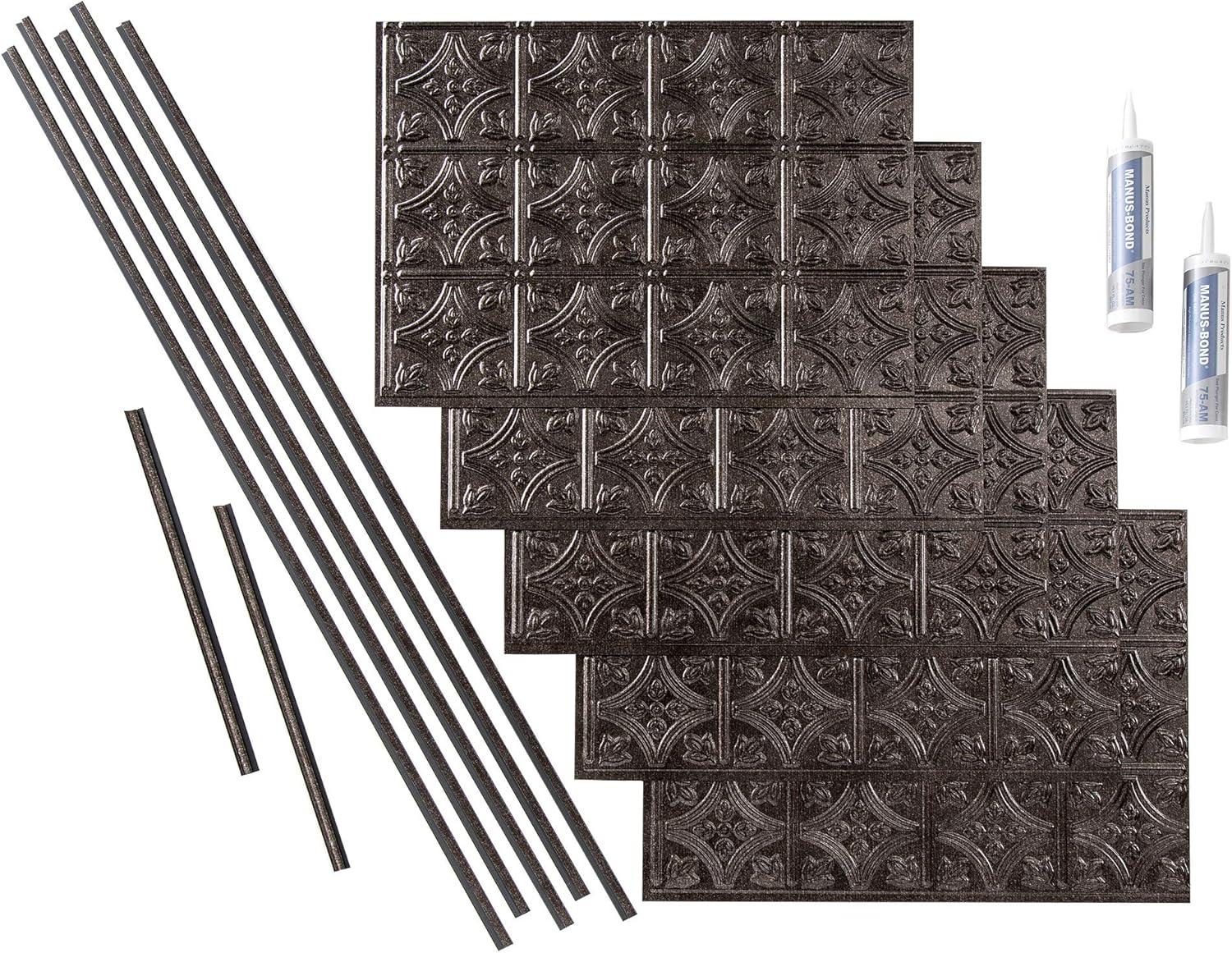 FASÄDE Kit decorativo para salpicaduras de vinilo de estilo tradicional y patrón 1 de 15 pies cuadrados en peltre ahumado