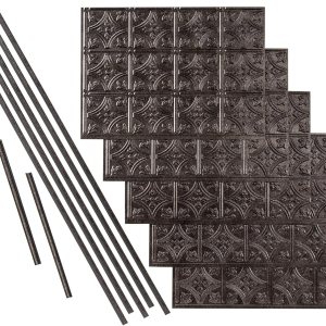 FASÄDE Kit decorativo para salpicaduras de vinilo de estilo tradicional y patrón 1 de 15 pies cuadrados en peltre ahumado FASÄDE Kit decorativo para salpicaduras de vinilo de estilo tradicional y patrón 1 de 15 pies cuadrados en peltre ahumado