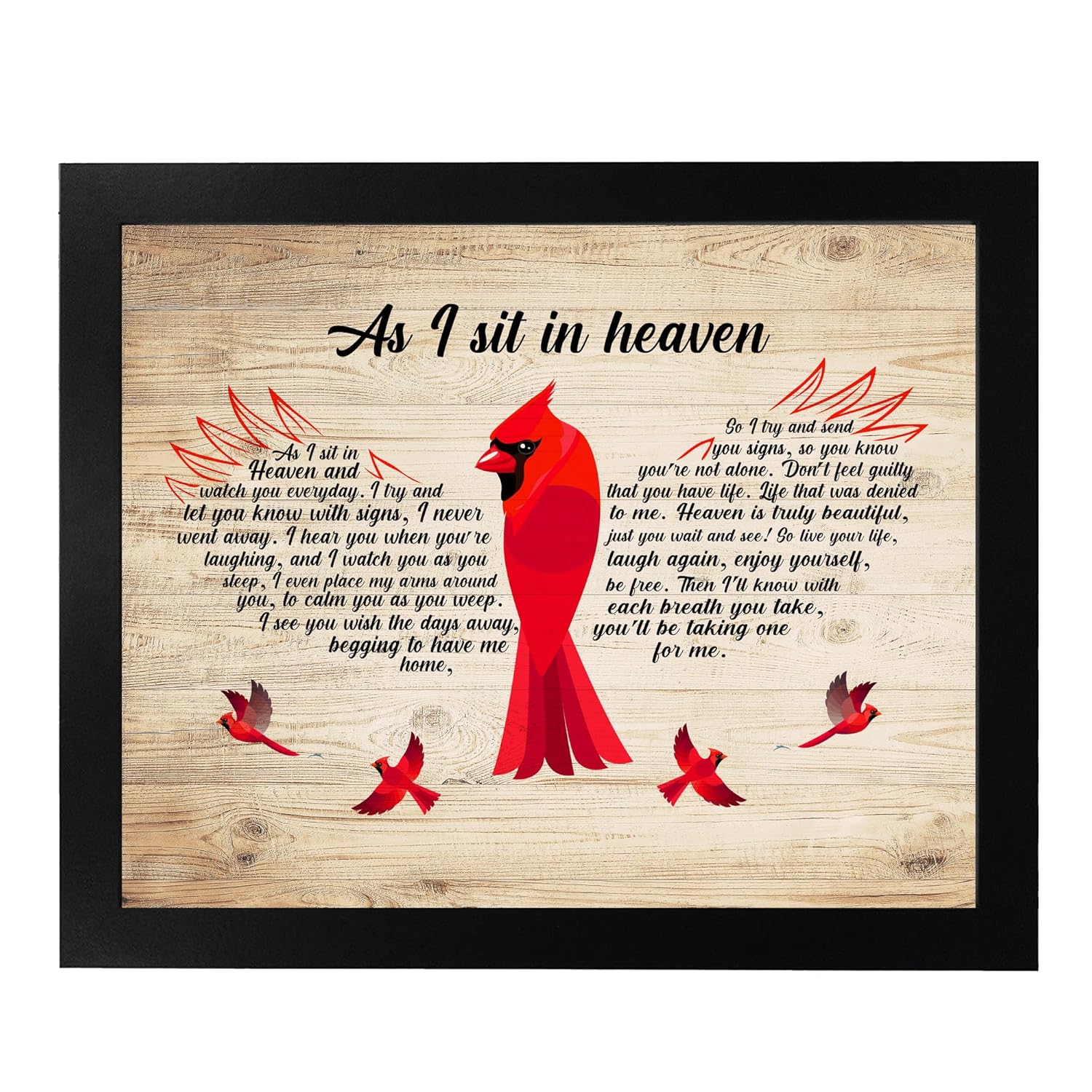 As I Sit In Heaven – Spiritual Wall Art Decor. Inspirational Wood Design Replica, Memorial Word Wall Art Print. Ideal For Home Decor, Office Decor,