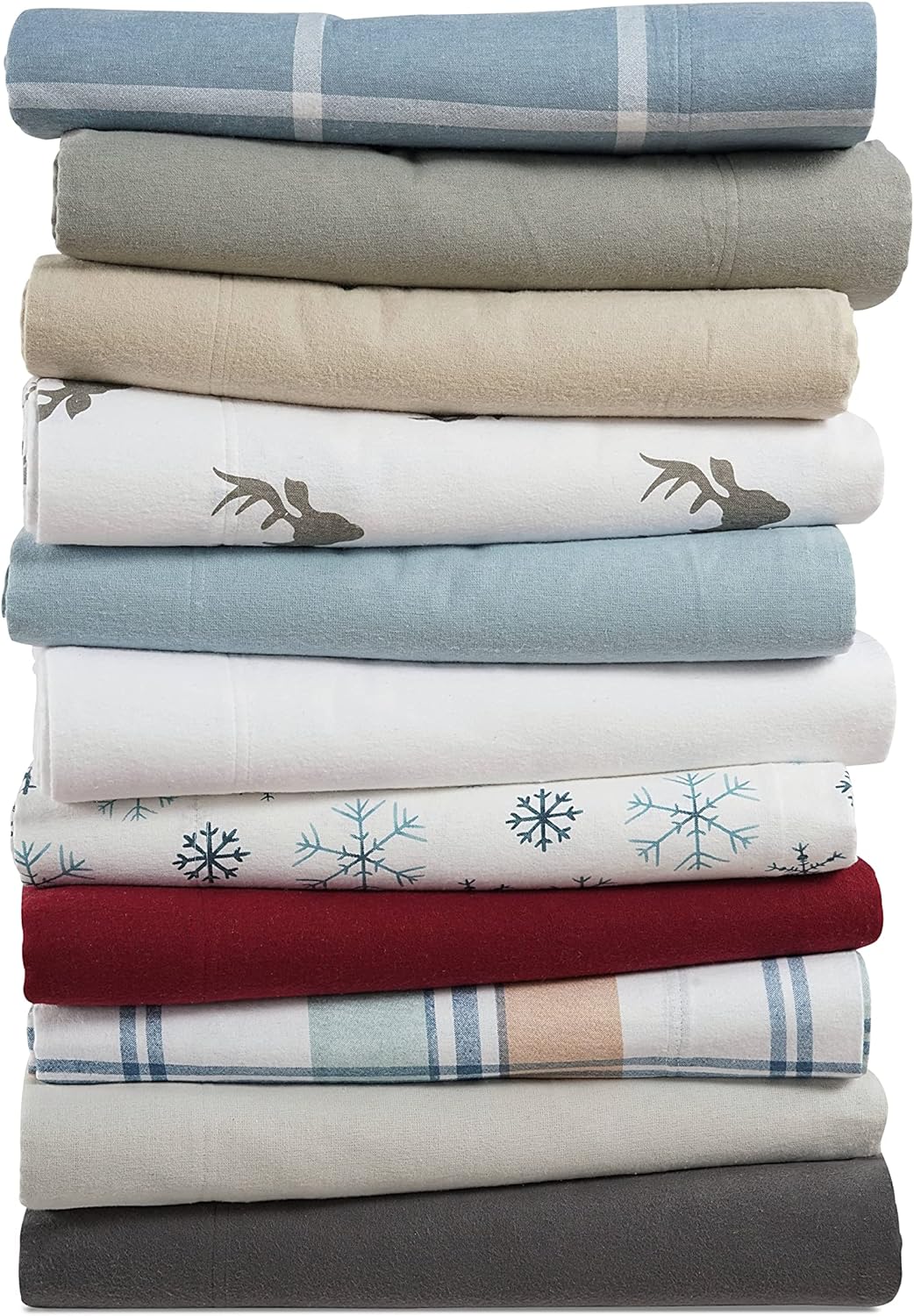 Juego de sábanas de franela de 100 % algodón de 4 piezas, tamaño California King, ropa de cama ligera, cepillada para mayor suavidad, transpirable,