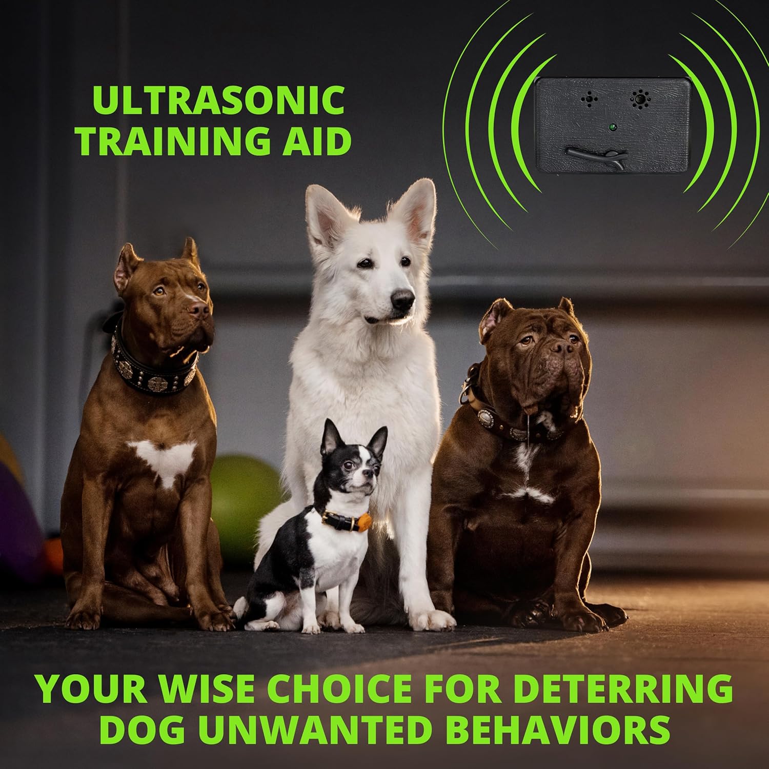 BELMAKS Dispositivo ultrasónico de control de ladridos para perros, dispositivos ultrasónicos de 50 pies para detener los ladridos de perro con 3