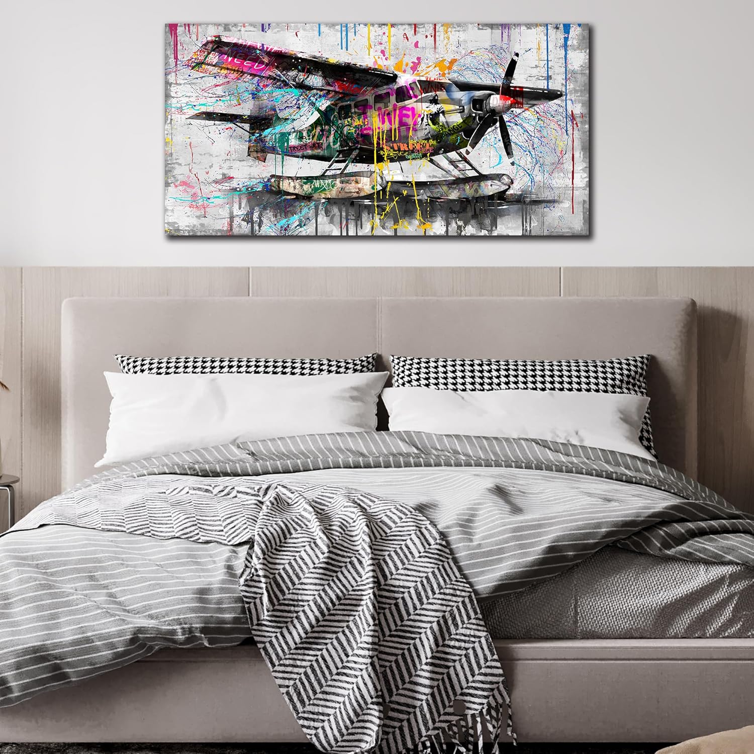 GUGIKA Arte de pared de avión para sala de estar, arte abstracto de pared para oficina, arte de pared grande para dormitorio, imágenes de impresión