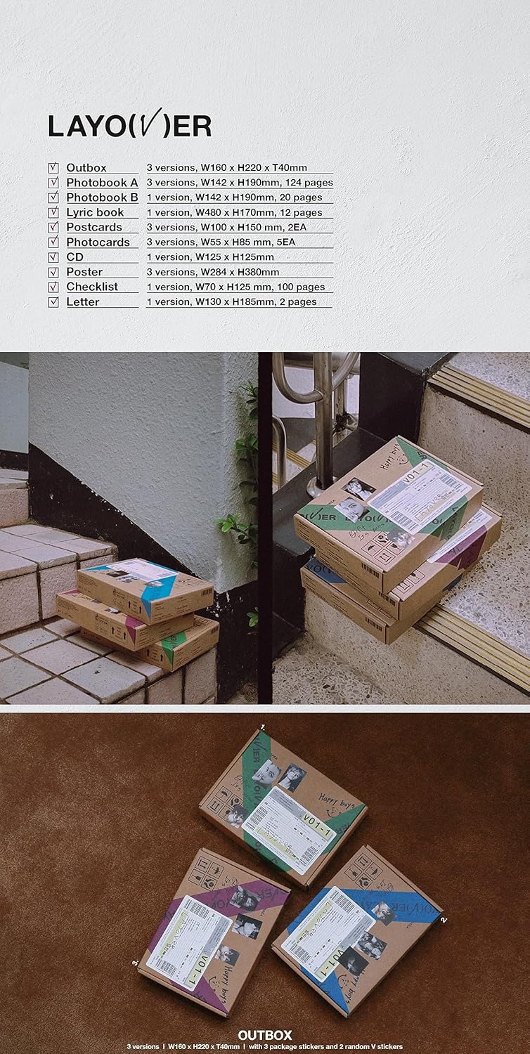BTS V – Álbum Layover Rondom Ver. + Juego de tarjetas de fotos BTS