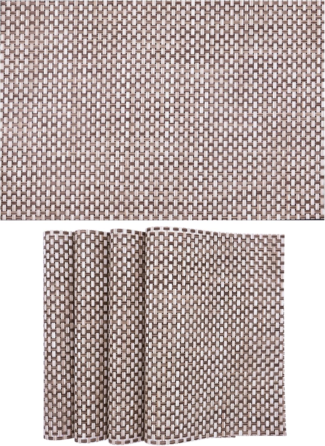 Manteles individuales de vinilo tejidos duraderos antideslizantes, resistentes al calor, fáciles de limpiar (4 piezas, 12 x 18)