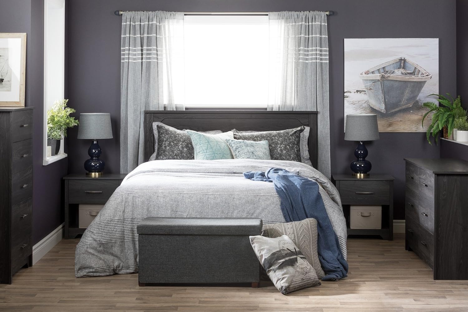 South Shore Cabecera Fusion (5460 pulgadas), FullQueen, roble gris