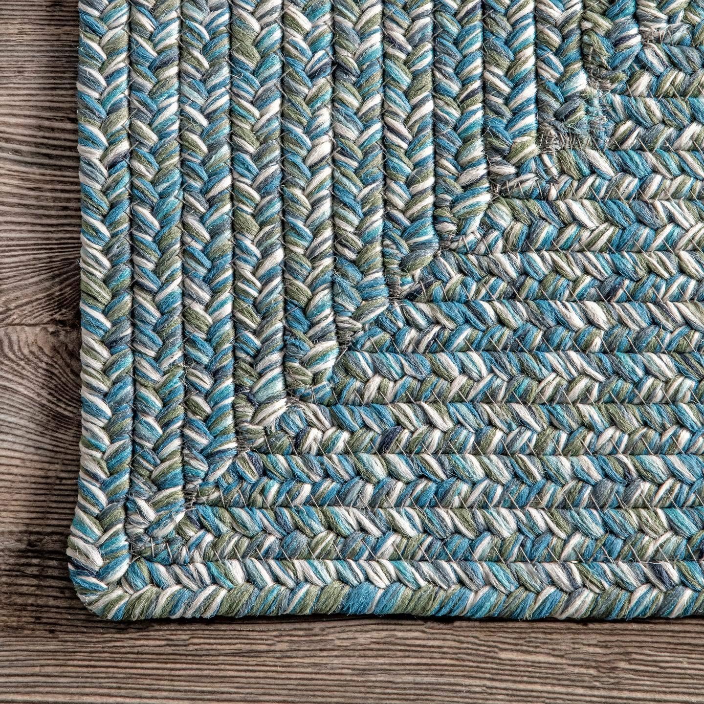 nuLOOM Wynn – Alfombra de área trenzada para interiores y exteriores, 4pies x 6pies, aguamarina