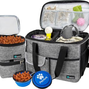 PetAmi Bolsa de viaje para perro, organizador de bolsa con bolsillos multifunción aprobado para aerolĆneas, con bolsa contenedora de alimentos y PetAmi Bolsa de viaje para perro, organizador de bolsa con bolsillos multifunción aprobado para aerolĆneas, con bolsa contenedora de alimentos y